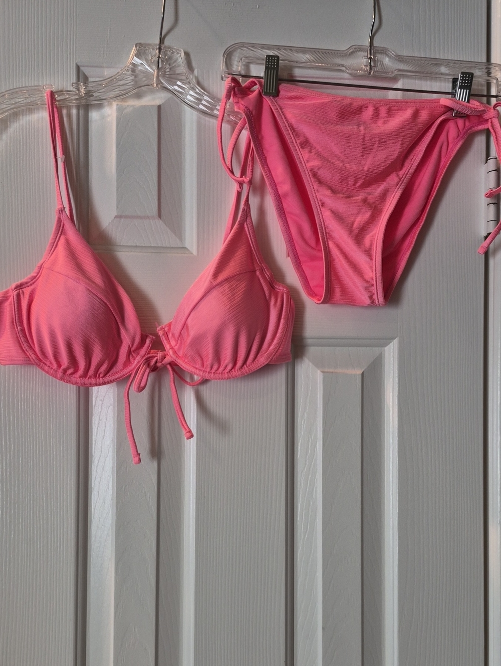 Women's Pink Tie-Front Bathing Suit/Bikini Set XL